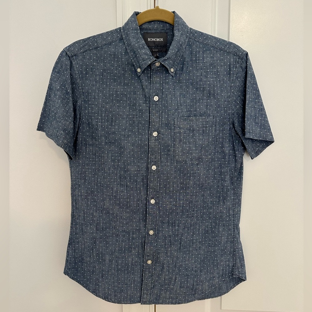 Bonobos Men's Navy Patterned Button Down Shirt